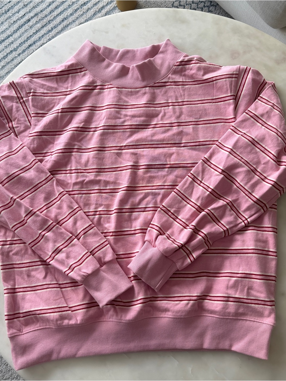 NEW! Parke Pink Striped Mock Neck Sweatshirt